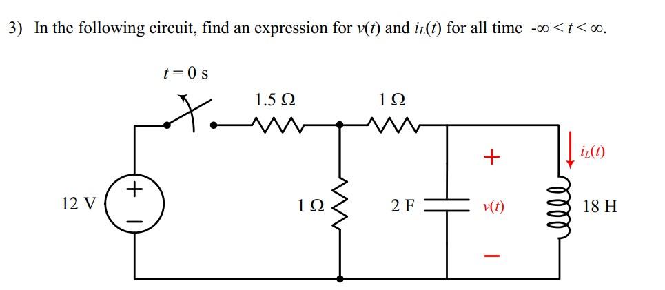 Solved In the following circuit, find an expression for v(t) | Chegg.com