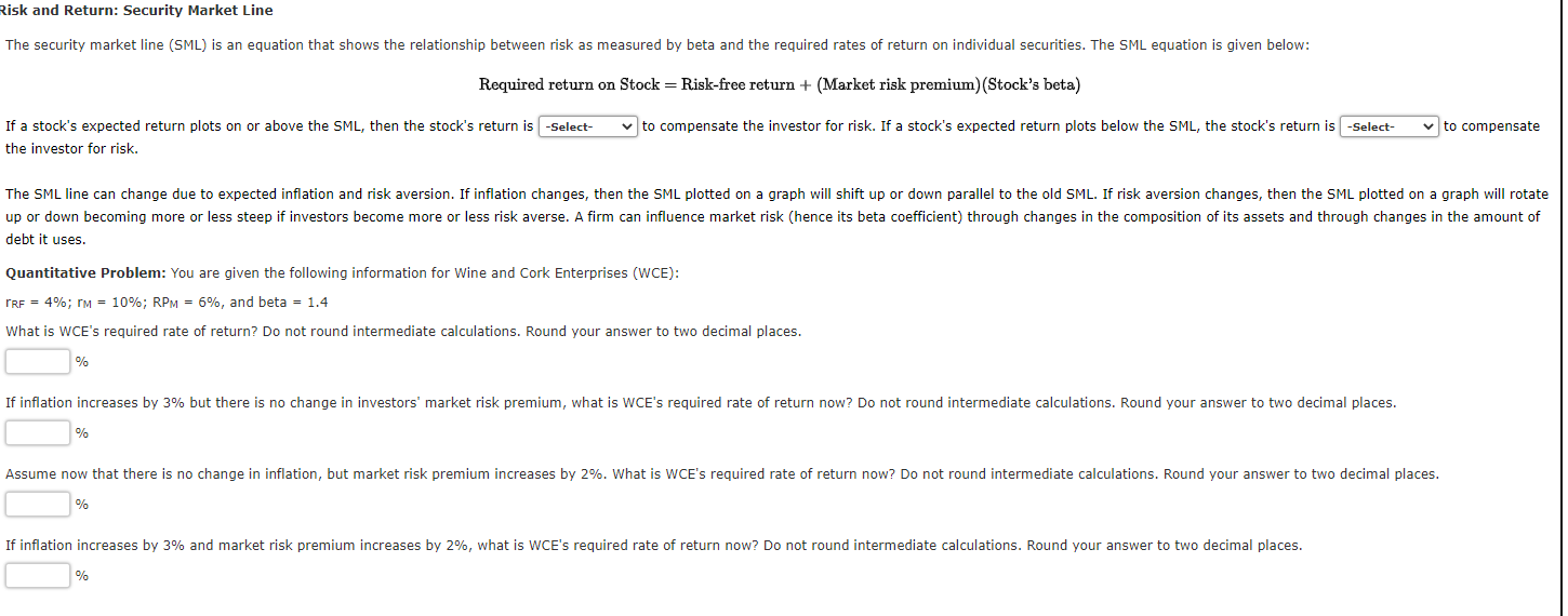 Solved Required return on Stock = Risk-free return + (Market | Chegg.com