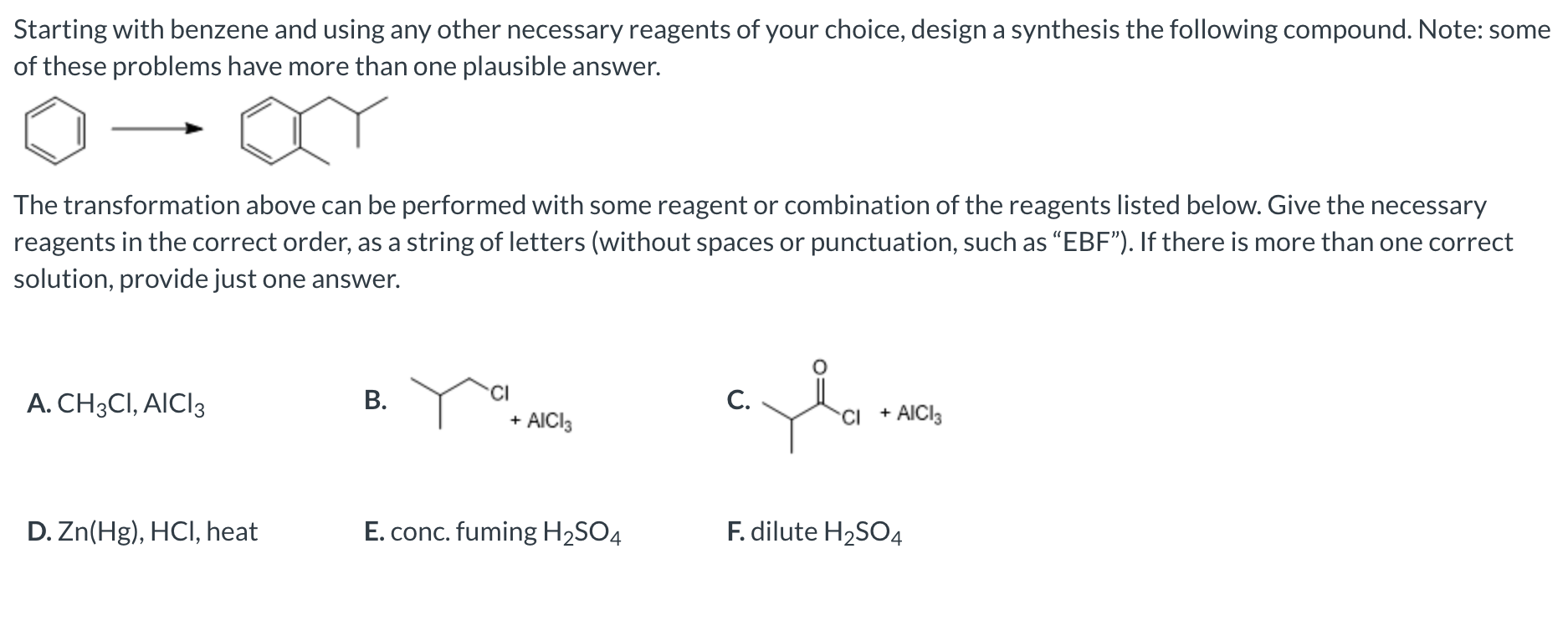 Solved Starting With Benzene And Using Any Other Necessary | Chegg.com