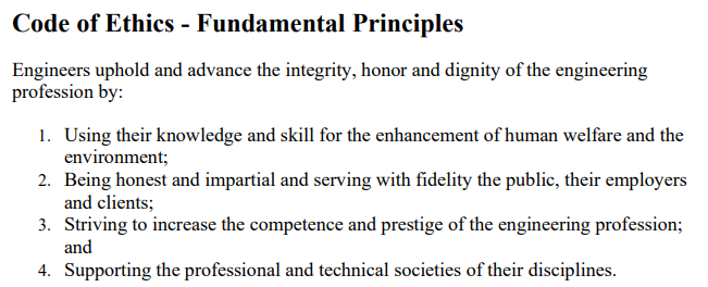 Solved Code of Ethics - Fundamental Principles Engineers | Chegg.com