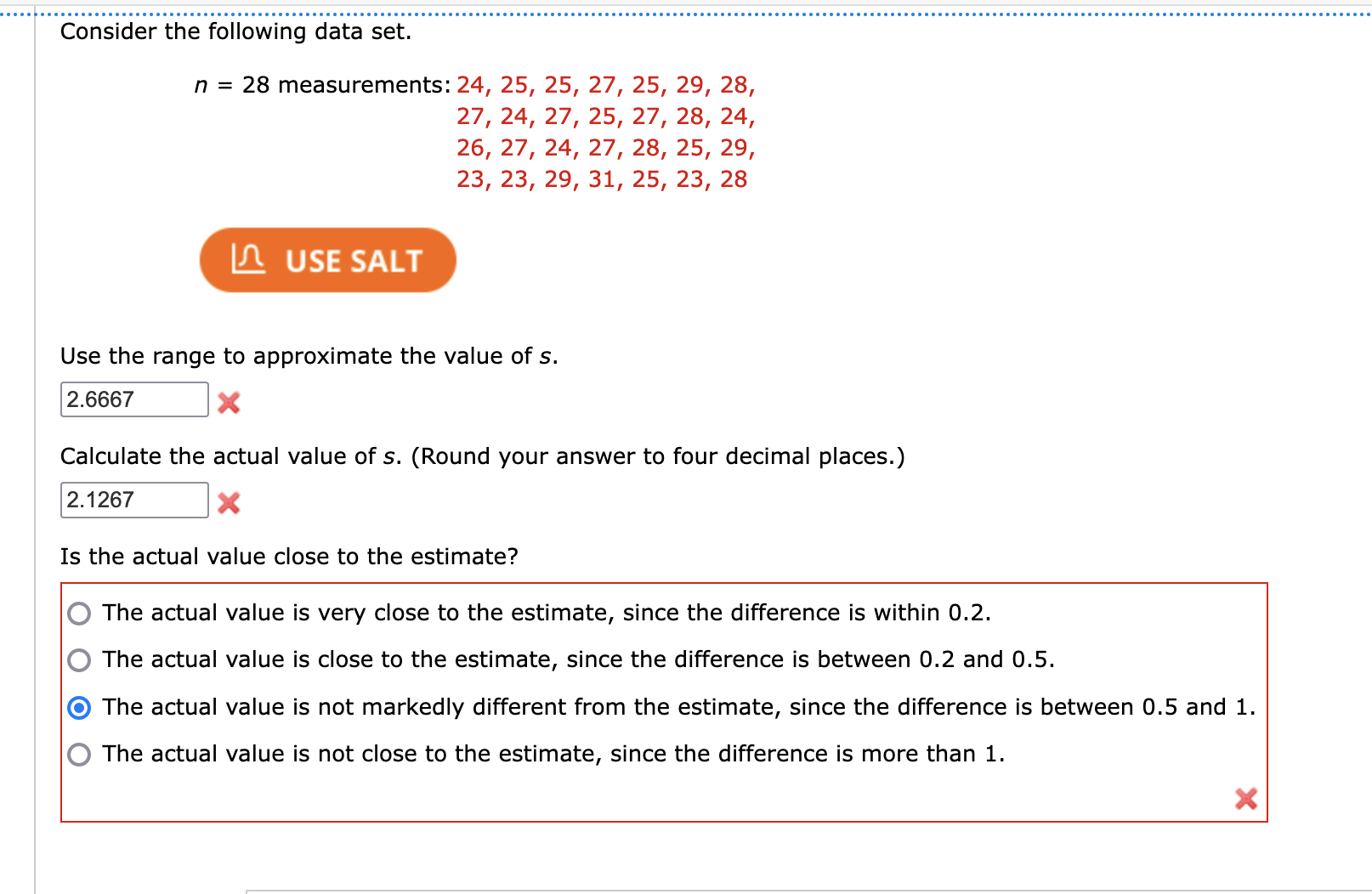 Solved Consider the following data set. n = 28 measurements: | Chegg.com