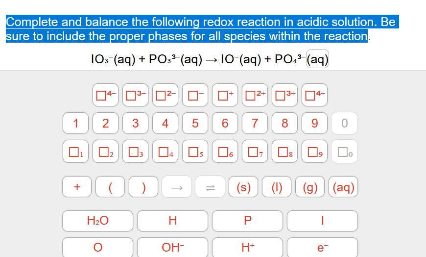 Solved Complete And Balance The Following Redox Reaction In | Chegg.com