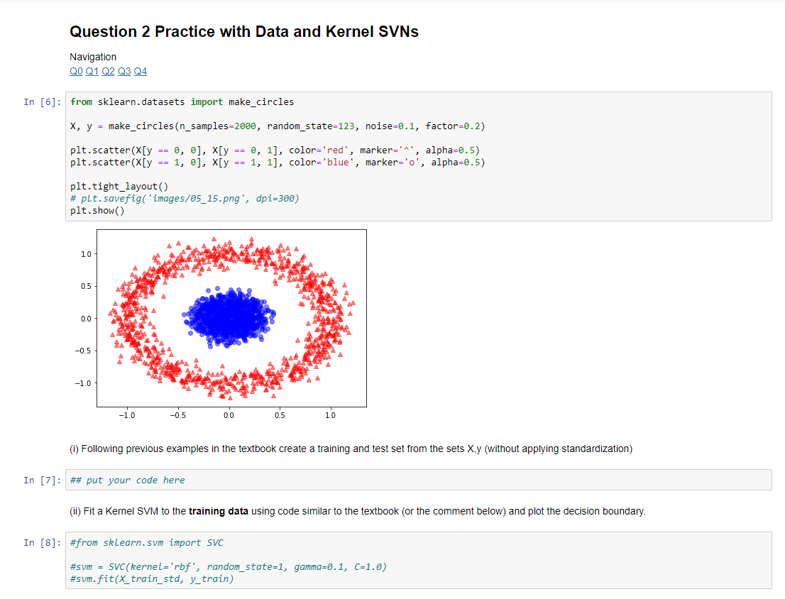 Question 2 Practice with Data and Kernel SVNs (i) | Chegg.com