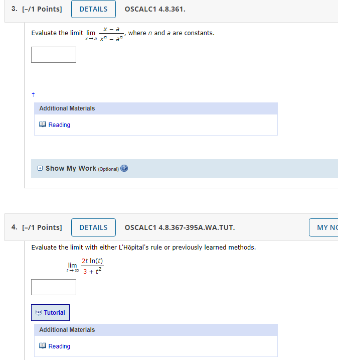 Solved 3. (-/1 Points] DETAILS OSCALC1 4.8.361. Evaluate The | Chegg.com