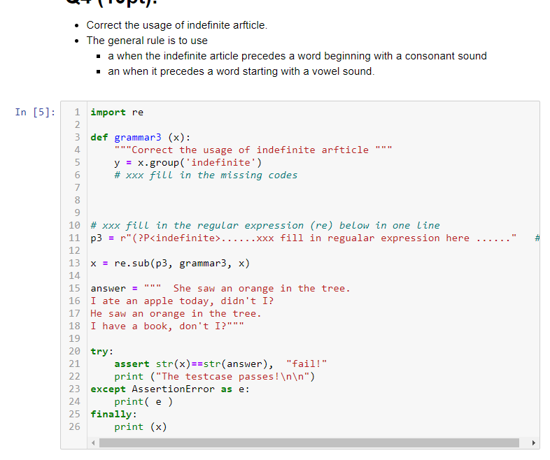 Solved • Correct the usage of indefinite arfticle. • The | Chegg.com