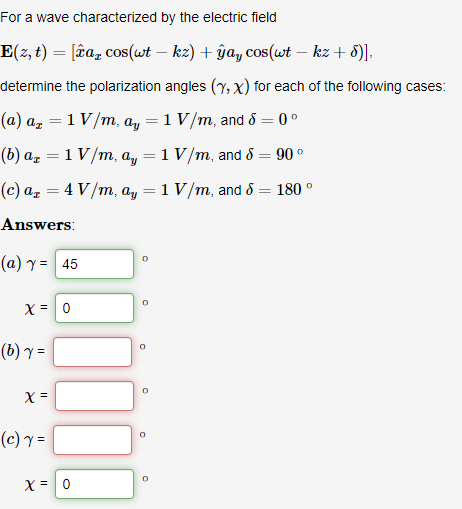 Solved For A Wave Characterized By The Electric