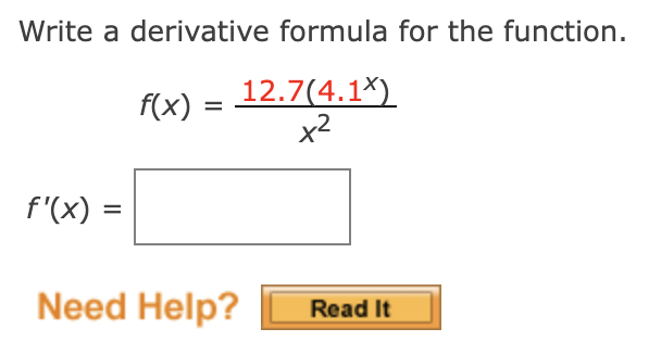 Solved Write a derivative formula for the function. | Chegg.com