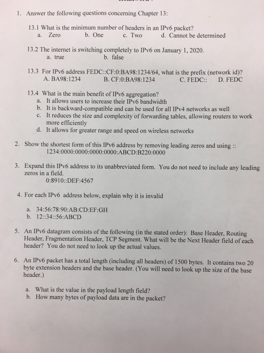 Solved 1. Answer the following questions concerning Chapter | Chegg.com