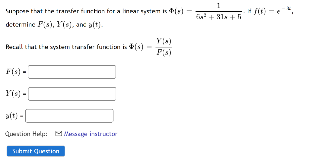 Solved 1 Suppose that the transfer function for a linear | Chegg.com