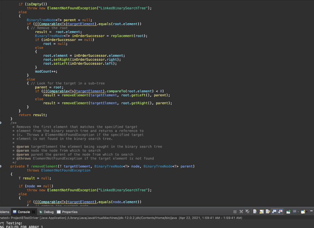 Solved Create a method called printTree() that displays the | Chegg.com