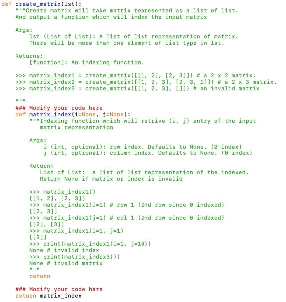 def create_matrix(1st): Create matrix will take | Chegg.com