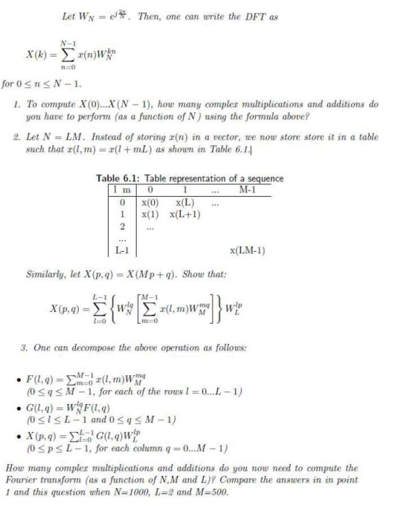 Let WN e. Then, one can write the DFT as = N-1 X(k) = | Chegg.com
