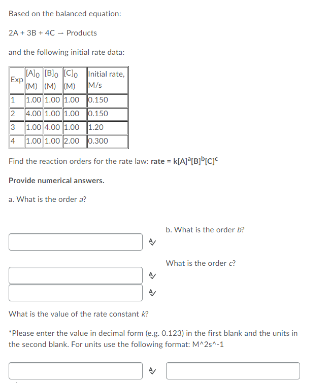 Solved Based on the balanced equation: 2A + 3B + 4C - | Chegg.com