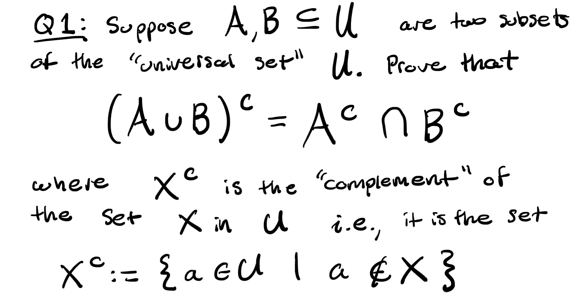 Solved Q1: Suppose A,B⊆U are tow subset of the 