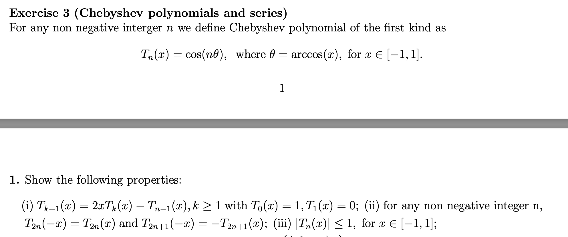 Solved Exercise 3 Chebyshev Polynomials And Series For Any