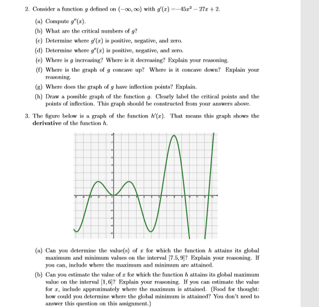 Solved 2. Consider a function g defined on (-0,00) with | Chegg.com