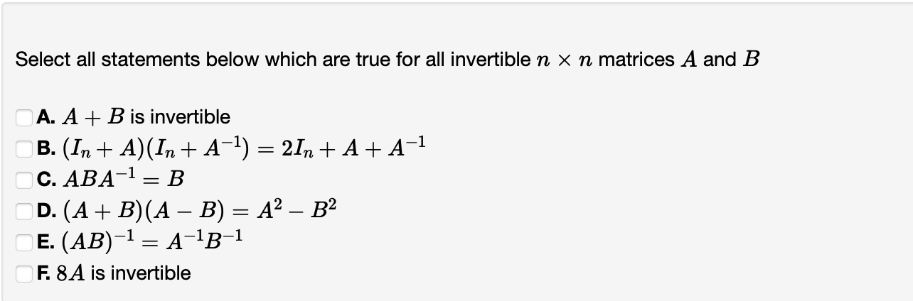 Solved Select All Statements Below Which Are True For All | Chegg.com