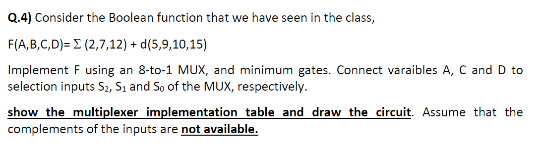 Solved Q.4) Consider the Boolean function that we have seen | Chegg.com
