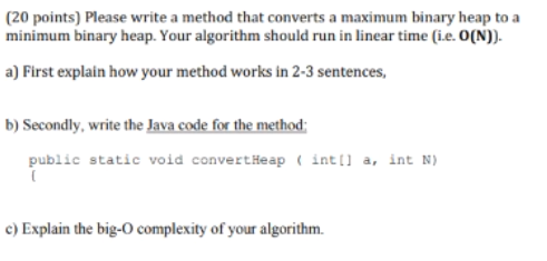 Solved (20 points) Please write a method that converts a | Chegg.com