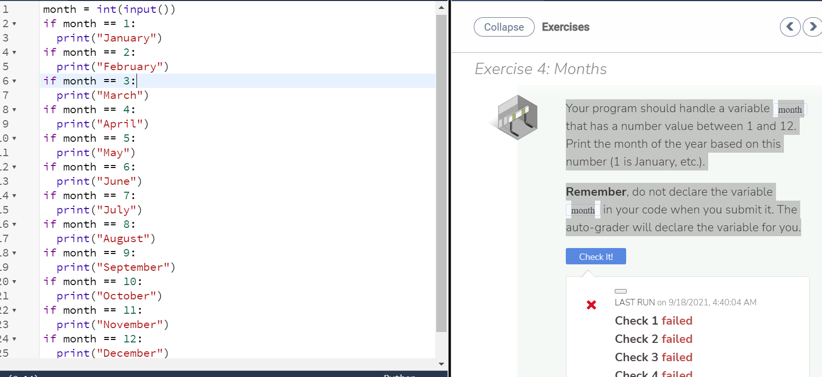 Your program should handle a variable month that has | Chegg.com