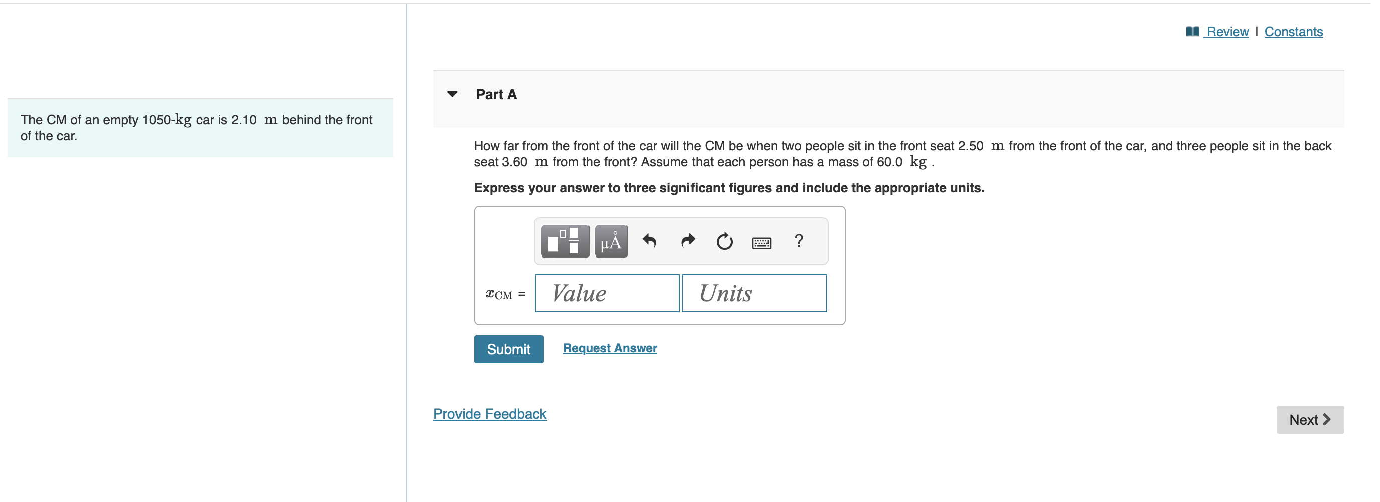 solved-the-cm-of-an-empty-1050-kg-car-is-2-10-m-behind-the-chegg