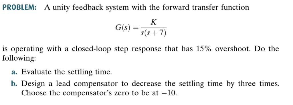 Solved PROBLEM: A unity feedback system with the forward | Chegg.com