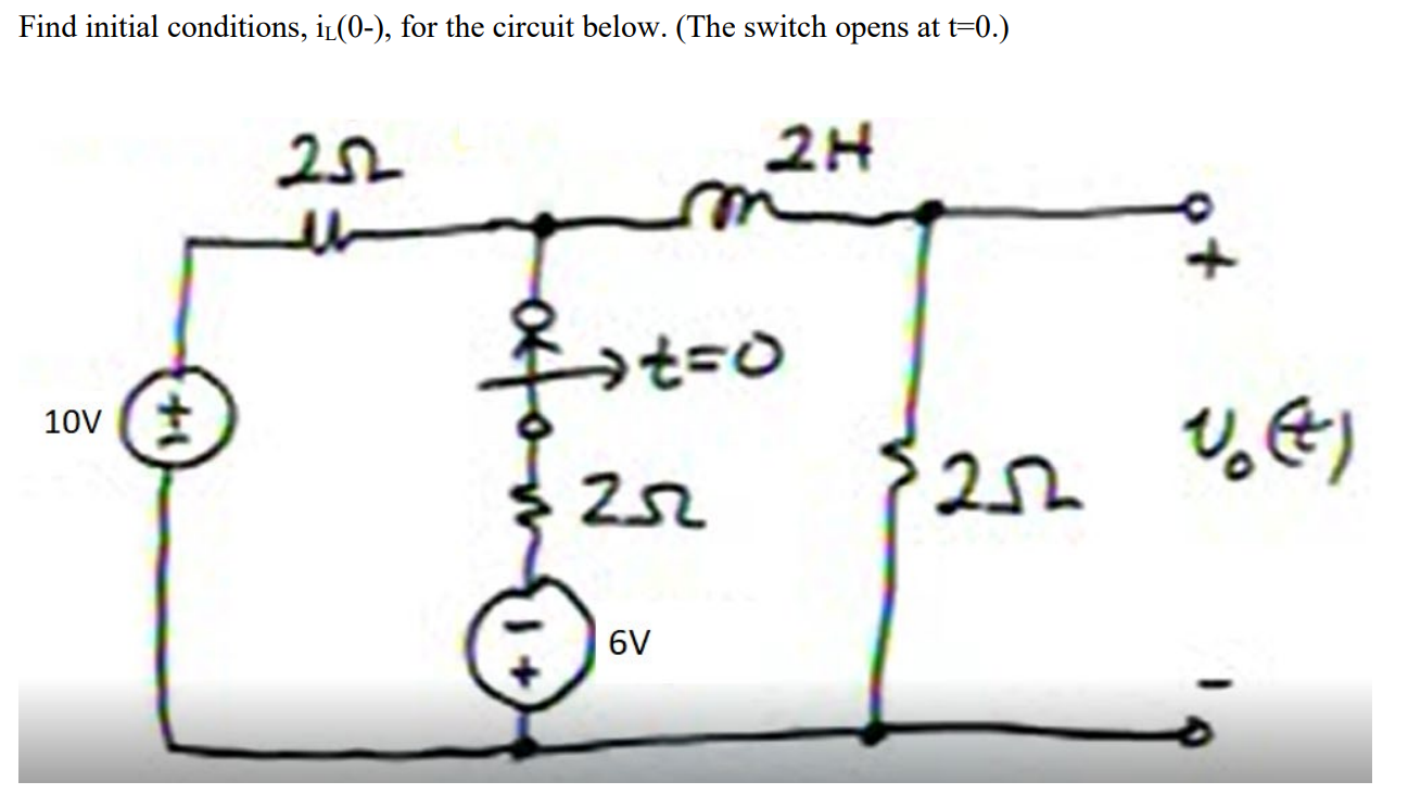 Solved Find initial conditions, il(0-), for the circuit | Chegg.com