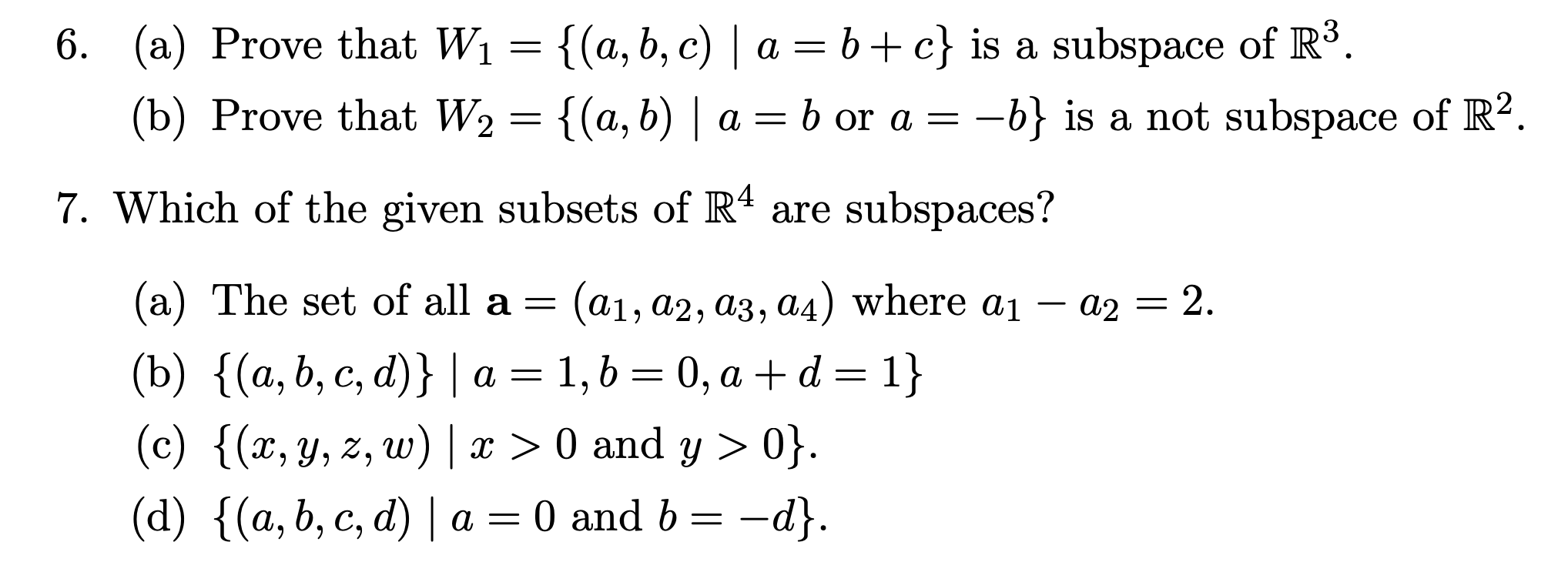 Solved 6. (a) Prove That \\( W_{1}=\\{(a, B, C) \\mid | Chegg.com