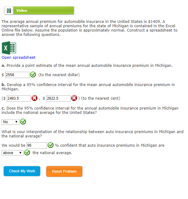 Average Calculation Example Insurance Solved Video The average annual premium for automobile | Chegg.com