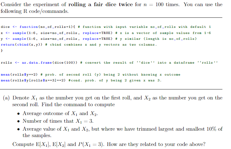 Consider the experiment of rolling a fair dice twice | Chegg.com