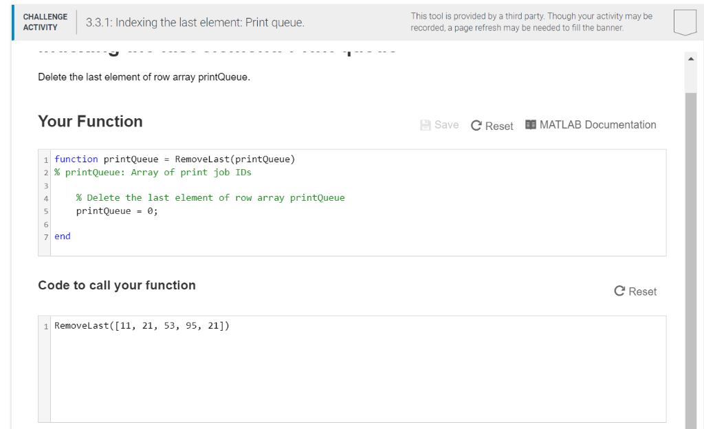 Solved CHALLENGE ACTIVITY CGRIVITY33.1 Indexing the last Chegg