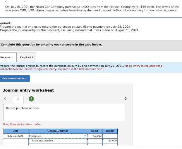 Solved On July 15, 2021, the Nixon Car Company purchased