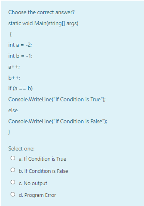 Solved Choose the correct answer? static void Main(string[] | Chegg.com