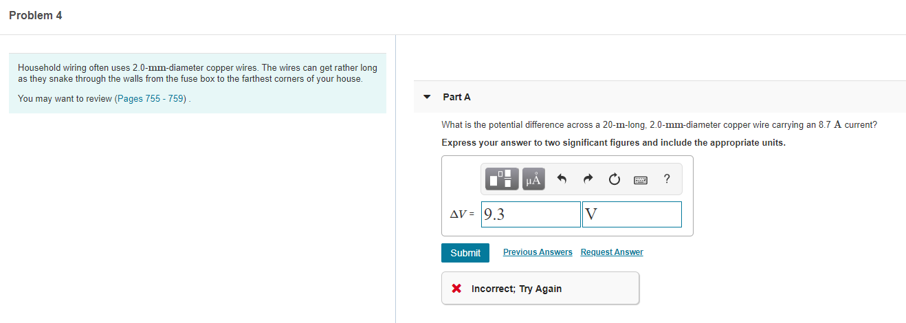 Solved Problem 4 Household wiring often uses 2.0-mm-diameter | Chegg.com