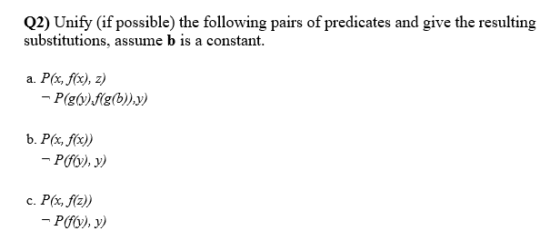 Q2 Unify If Possible The Following Pairs Of Chegg Com