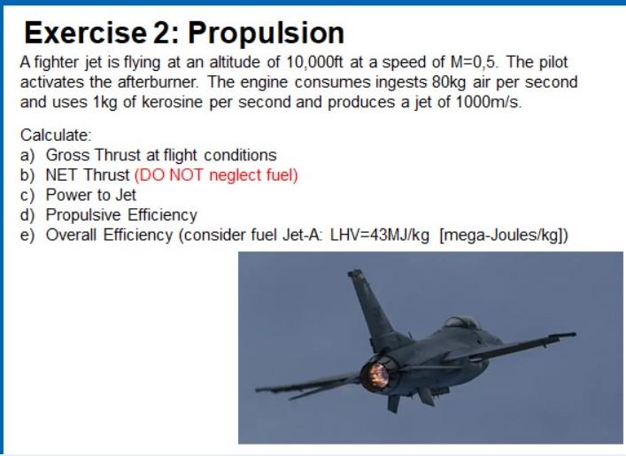 Solved Exercise 2: Propulsion A fighter jet is flying at an | Chegg.com