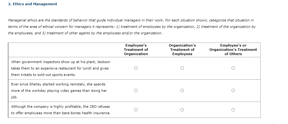 Solved 2. Ethics And Management Managerial Ethics Are The 