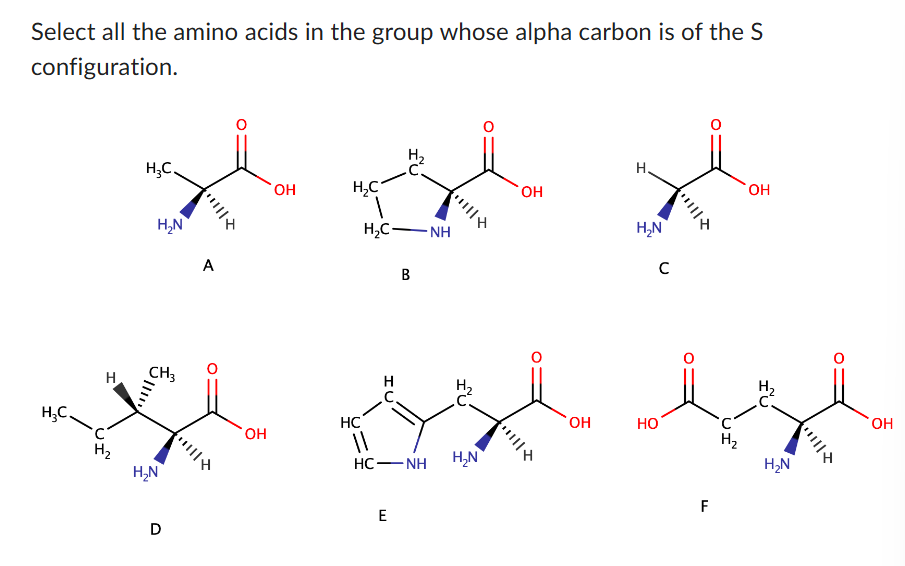 Solved Select all the amino acids in the group whose alpha | Chegg.com