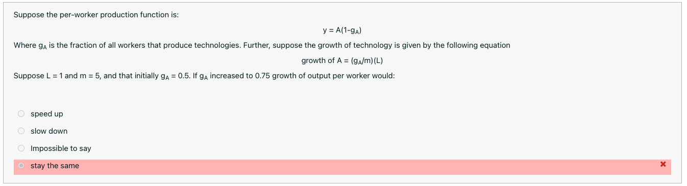 Solved Suppose the per-worker production function is: y = | Chegg.com