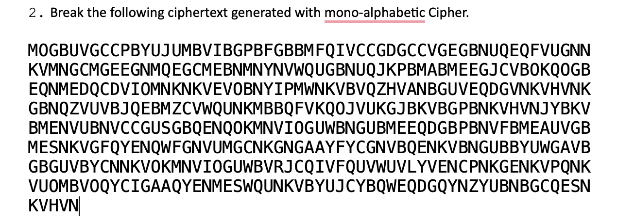 Solved 2. Break The Following Ciphertext Generated With | Chegg.com