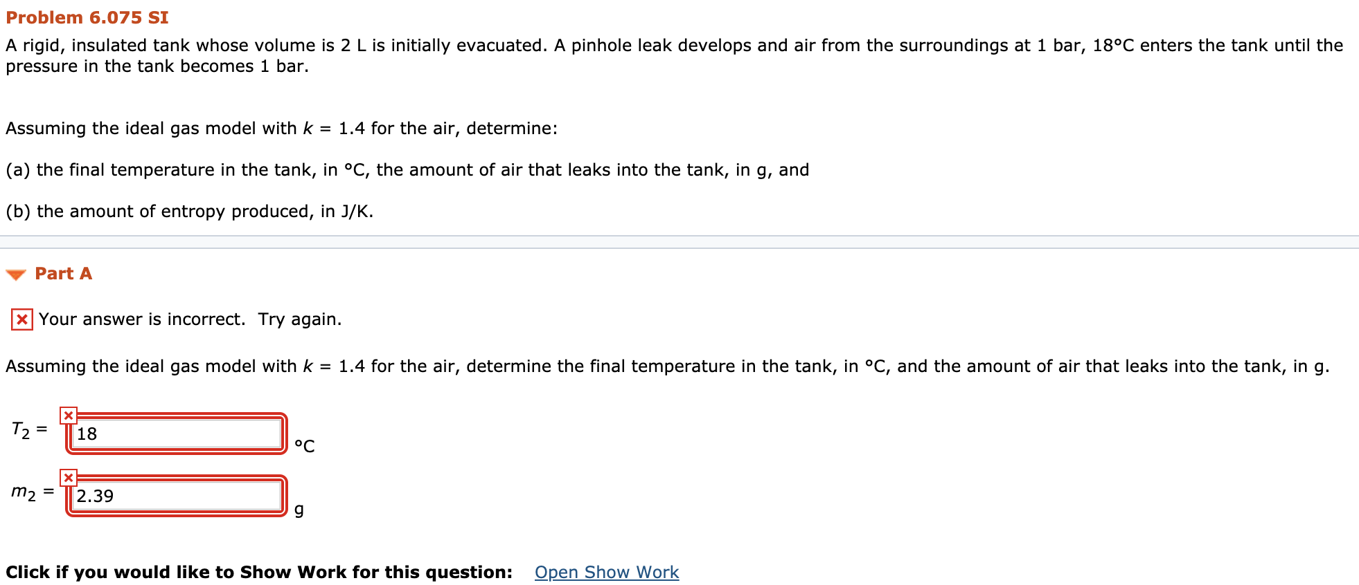 Solved Problem 6.075 SI A Rigid, Insulated Tank Whose Volume | Chegg.com