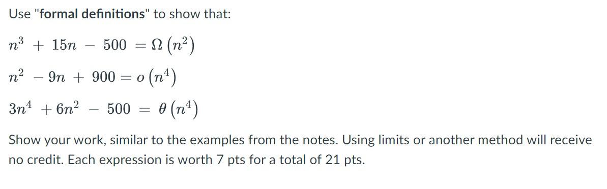 Solved Use "formal definitions" to show that: | Chegg.com