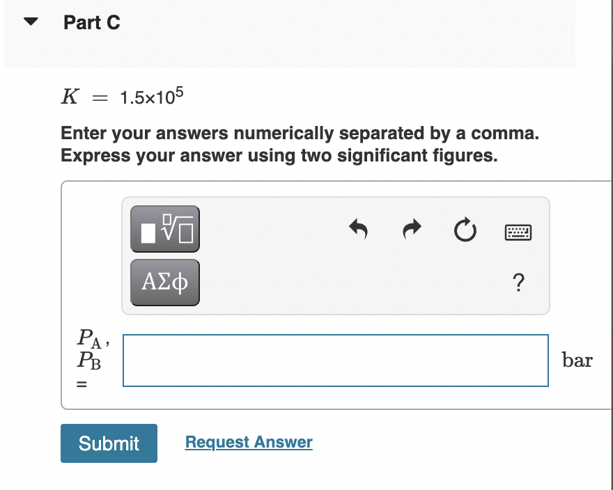 Solved Part A Consider the reaction: A (g) = 2 B (g) KE = | Chegg.com