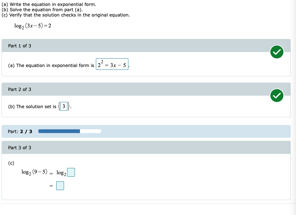 Solved (a) Write The Equation In Exponential Form. (b) Solve | Chegg.com