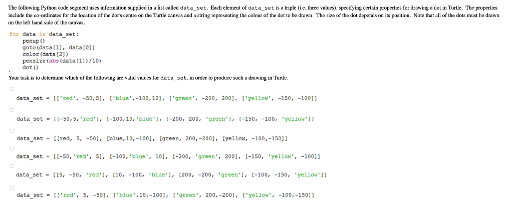 Solved The following Python code segment uses information | Chegg.com