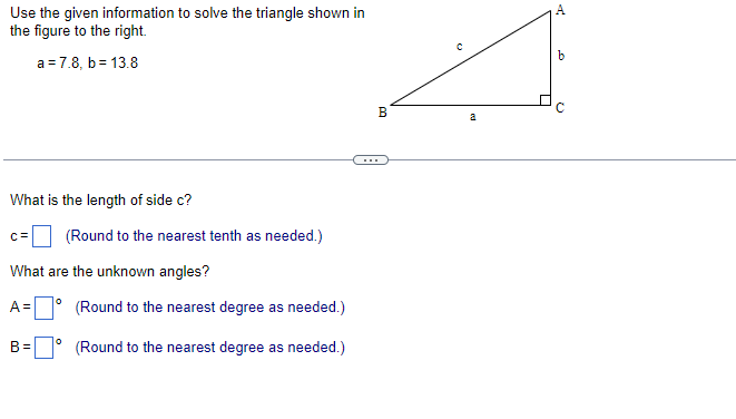 Solved Use the given information to solve the triangle shown | Chegg.com