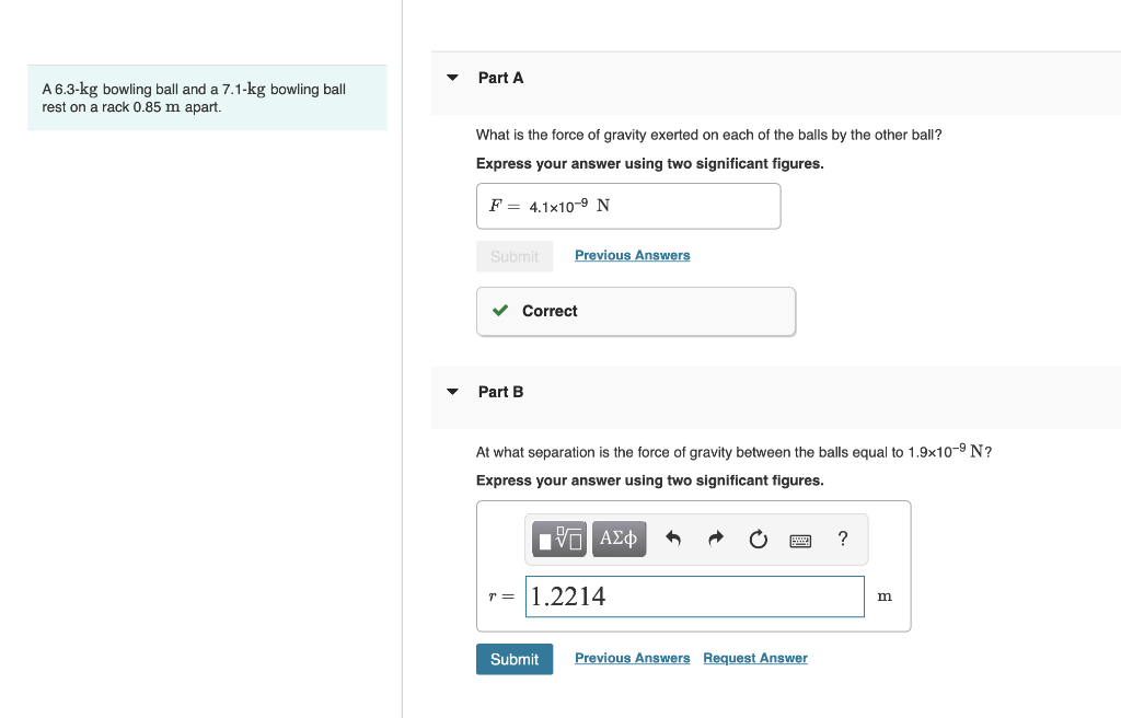 Solved A 6.3-kg Bowling Ball And A 7.1−kg Bowling Ball Part | Chegg.com