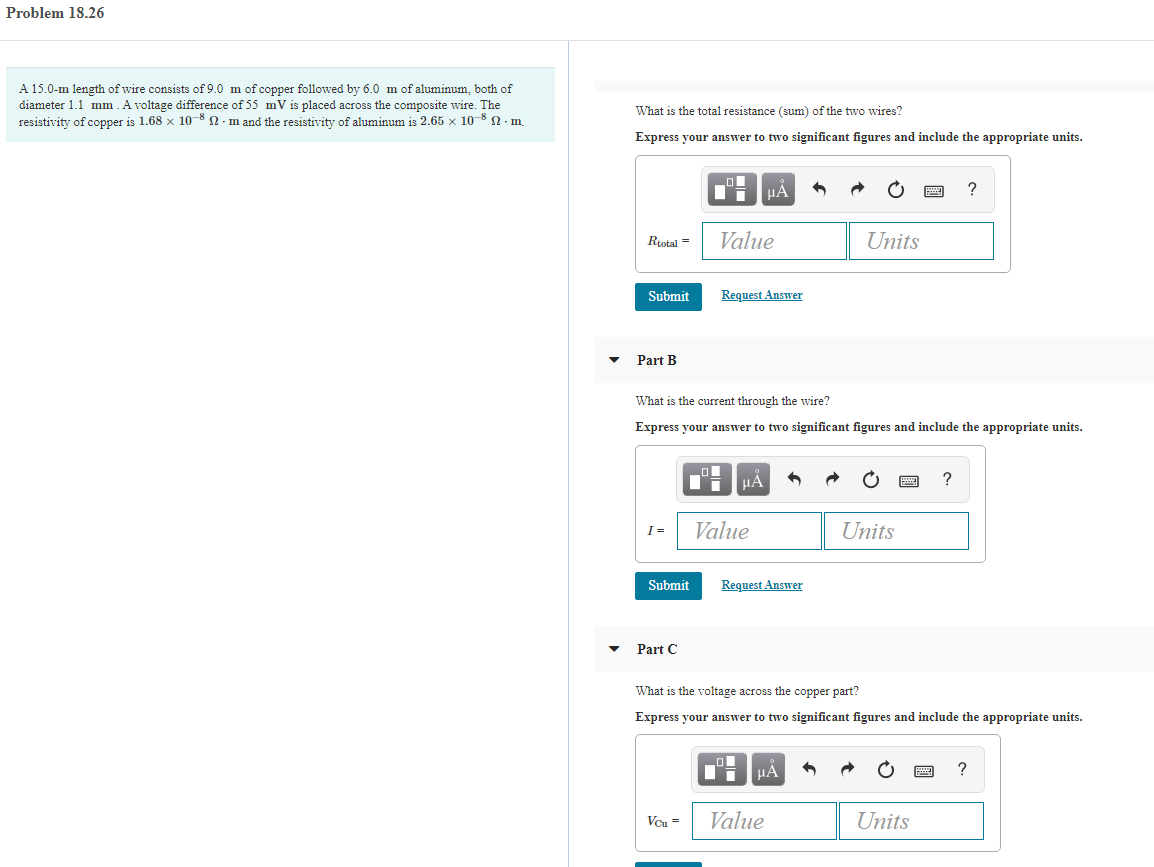 Solved Problem 18.26 A 15.0-m length of wire consists of 9.0 | Chegg.com