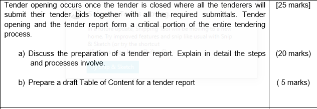 Solved Tender opening occurs once the tender is closed where