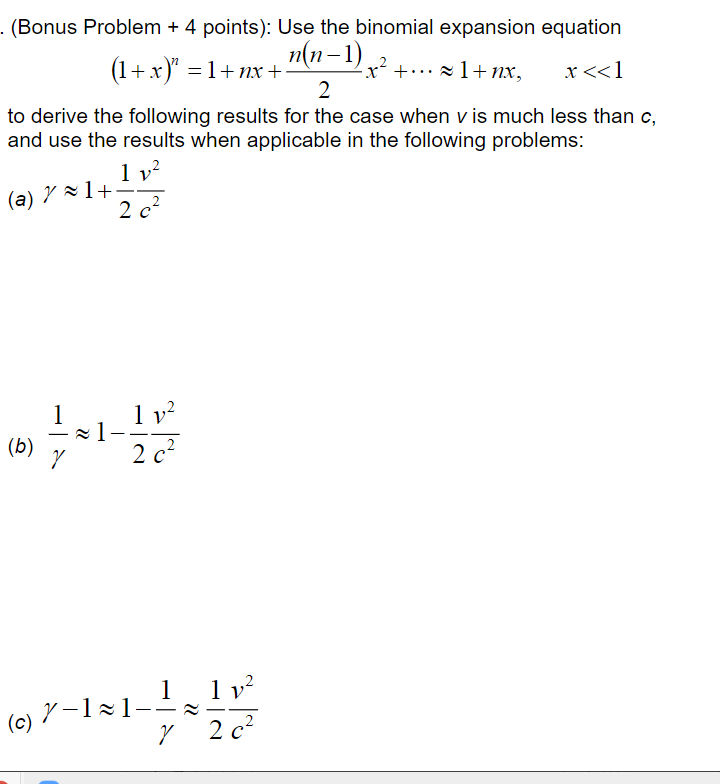 Solved - (Bonus Problem + 4 points): Use the binomial | Chegg.com